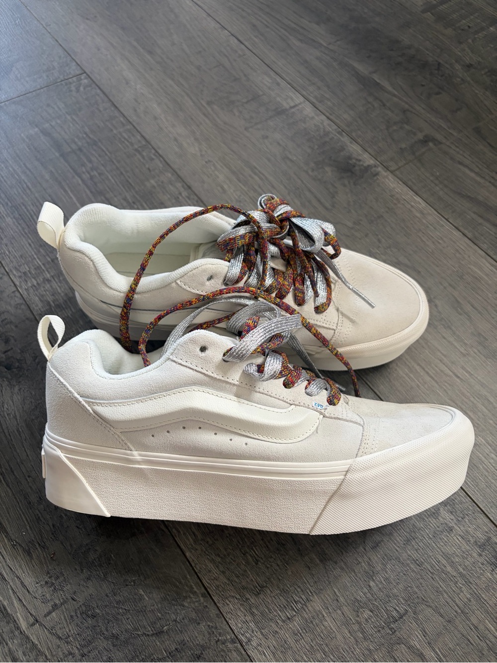 Vans Knu Stack Multi-Color Laces Chunky Platform Sole Off-white Suede M9/W10.5